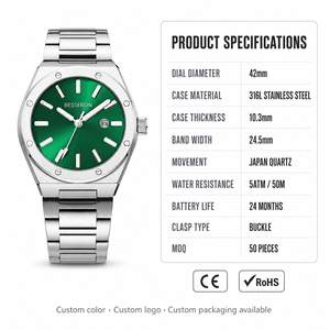 Nouvelle Montre Homme à Quartz Personnalisable 2026, 42mm, Acier Inoxydable, Verre Saphir, Style Classique Business, Luxe, Vente en Gros - Product Image 4