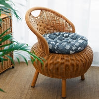 Fauteuil rond en rotin PP tressé à la main avec dossier, petit fauteuil en osier pour enfants, idéal pour chambre d'enfant, patio, salon
