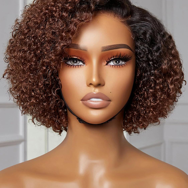 Cheap Short Bob Wig 8 Inch Human Hair Pixie Curly Glueless  display picture 1