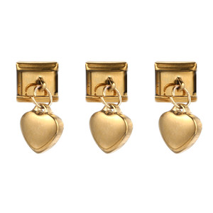 2023 grosir gaya campuran lapis emas fashion grosir baja tahan karat liontin Italia jimat hati Swakarya jimat gelang - Product Image 4