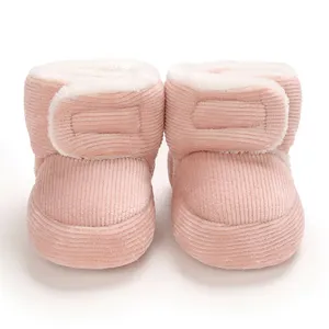 Детская зимняя обувь для прогулок 3-6-9-12 месяцев, хлопковая мягкая подошва, утепленная плюшевая домашняя обувь для мальчиков и девочек