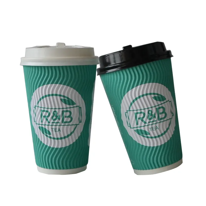 ग्रीन खजाना उच्च गुणवत्ता डिस्पोजेबल कॉफी कप आरामदायक डबल दीवार कागज कप गर्म पेय के लिए