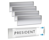 Porte-nom de table/porte de bureau, robuste et élégant, en aluminium, support mural pour plaque signalétique, porte-nom de porte incurvé en métal