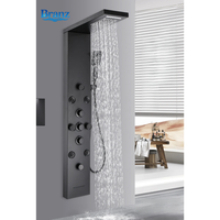 Colonne de douche thermostatique de luxe à 3 poignées avec noyau de valve en céramique, fixation murale en acier inoxydable et affichage LED de la température