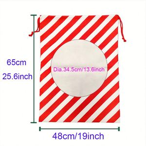 Cartoon Striped Plaid Double-Sided Printing <b>Christmas</b> <b>Gift</b> Bundle Pocket Burlap <b>Bag</b> - Product Image 2