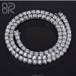 Prezzo all'ingrosso collana a catena da Tennis Moissanite Iced Out Round Brilliant Cut placcato oro 925 gioielli in argento con bracciale Fine - Product Image 2
