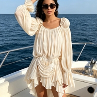 Robe courte plissée asymétrique à épaules dénudées avec ceinture pour femme - Collection Boutique