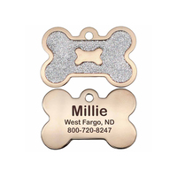 Silenciador de metal de acero inoxidable con logotipo personalizado, Collar de grabado por sublimación, etiquetas para perro, identificación de Nombre de mascota, etiqueta de hueso en blanco para perro