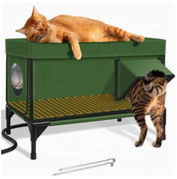 Hot Selling Duurzaam Polyester Kattenhuis Luxe Buiten Verwarmd Opvouwbaar Thermisch Huisdierhek Tent Vierkante Vorm Kattenschuilplaats