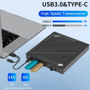 TISHRIC USB 3.0 tipe-c multifungsi, Blu ray DVD eksternal USB CD Writer Drive Burner cocok untuk Laptop PC dalam segala kesempatan