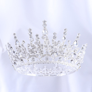 Belleworld vương miện cuộc thi Hoa lá pha lê hoa vương miện lớn cho trẻ mới biết đi và vương miện tròn lớn Châu Âu và mỹ vương miện bạc - Product Image 5