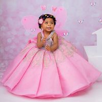 Robes de Luxe Personnalisées à Col Rond pour Fête d'Anniversaire de Fille, Robes de Soirée de Princesse Fleuries pour Séance Photo