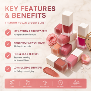 Maquillaje Personalizado MLM, Cruelty Free, Vegano, Natural, Rubor Líquido de un Solo Color, Resistente al Agua, Delicado, de Larga Duración, Muestra para el Rostro - Product Image 2