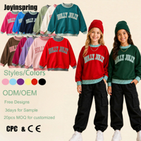 Sweat-shirt de Noël personnalisé pour enfants avec logo, pull à col rond pour filles, manches longues, bordure à carreaux, haut festif HOLLY JOLLY