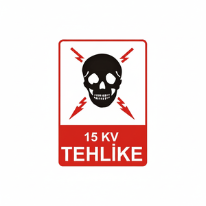 Panneau de signalisation de danger réfléchissant en aluminium/PVC 15 KV - Product Image 2