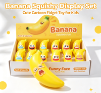Jouet banane géant souple et extensible en TPR, avec visage amusant, anti-stress, jouet sensoriel pour cadeaux de fête