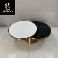 Table basse ronde sur mesure haut de gamme double table basse moderne de luxe en acier inoxydable doré