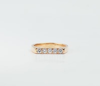 Anillo de Oro Sólido de 10K, 14K, 18K al por Mayor con Diamante Cultivado en Laboratorio de Corte Redondo, Anillo de Sello, Anillo de Boda, Anillo de Cinco Diamantes, Anillo Apilable de Oro