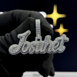 Collar con Colgante de Nombre Personalizado Estilo Hiphop, Chapado en Oro, con Letras en Moissanita, para Unisex - Product Image 5