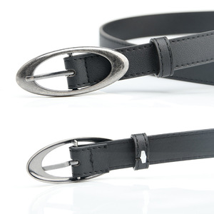 Cintura Sottile con Fibbia Ovale in Lega d'Argento per Donne, Cinture Sottili in Ecopelle per Jeans, Abiti e Pantaloni, Accessori di <span class=keywords><strong>Abbigliamento</strong></span> Femminile - Product Image 4
