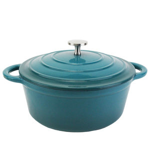 Casserole <span class=keywords><strong>en</strong></span> <span class=keywords><strong>fonte</strong></span> émaillée avec bouton <span class=keywords><strong>en</strong></span> acier inoxydable et doubles poignées pour cuisson lente, faitout - Product Image 1