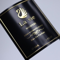Plaque nominative personnalisée gris bronze en aluminium, étiquette adhésive durable, résistante à l'alcool, autocollant 3D gaufré et gravé pour collection de parfums