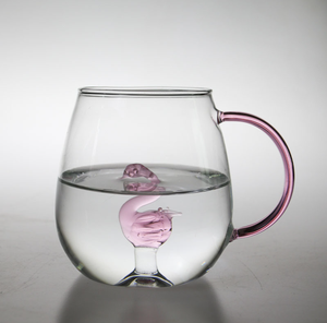 Taza de Vidrio de Borosilicato Alto Soplado a Mano con Diseño Creativo 3D de Rosa y Cisne, Estilo de Dibujos Animados, 400 ml, Apta para <span class=keywords><strong>Microondas</strong></span> y Lavavajillas, Reutilizable - Product Image 3