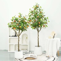 High-End Luxe Indoor Sinaasappelboom Kunstgroen Plastic Ingemaakte Fruit Nep Kumquat Voor Halloween Kerst Woonkamer
