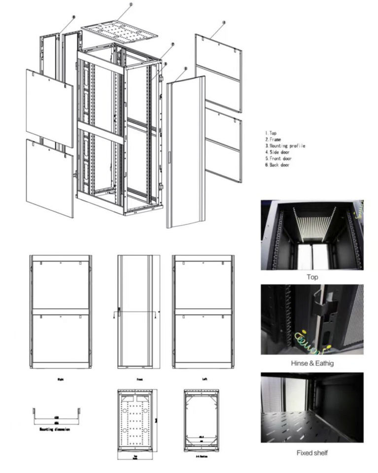 Server Rack Cabinet Data Center Network Cabinet 19 Inch Rack Mount ...