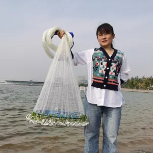 Vendas imperdíveis Rede de pesca americana grande para frisbee, rede fundida de mão, multifilamento, equipamento de pesca monofilamento de nylon para captura de peixes, rede larga