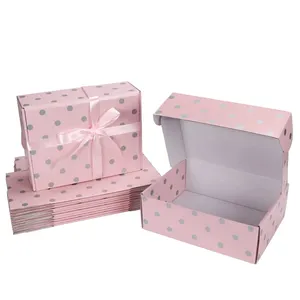Hot Sale Birthday Gift Box Makeup Storage Box High Quality Cardboard Pink Polka Dot Gift Box With Lids