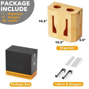 Caja de almacenamiento de bolsas de basura de madera, caja de almacenamiento de bolsas de basura colgante de madera para cocina, bolsa de compras de madera maciza, almacenamiento a prueba de polvo. - Product Image 2