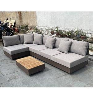 Ensemble de canapés d'extérieur en aluminium, style nordique, détachable, en forme de L, pour hôtels, villas, jardins, balcons, piscines - Product Image 3