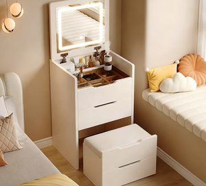 <span class=keywords><strong>Coiffeuse</strong></span> à rabat OEM/ODM WenFeng - Bois massif certifié E1, miroir LED, <span class=keywords><strong>tabouret</strong></span> rembourré pour appartement/homestay de charme - Product Image 4