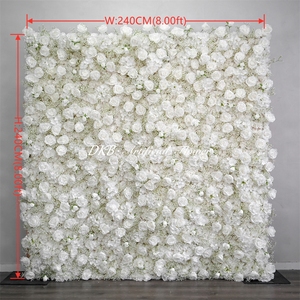 Mur de fleurs artificielles 3D/5D en tissu DKB, motif rose, pour décoration de mariage, 8x8 pieds, vente chaude - Product Image 2