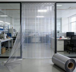 Cortinas de PVC Lisas con Protección UV, Servicio de Corte Personalizado, Tamaños Personalizables (4mm/5mm), Rollo para Talleres y Oficinas - Product Image 1