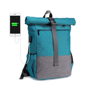 Custom Water-resistant Polyester Anti-theft Roll Top <b>Laptop</b> Backpack Travel <b>Rucksack</b> Backpack - Product Image 1