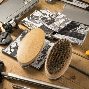 Eco Friendly Custom Logo Portable Men's Beard <b>Detangling</b> <b>Brush</b> Nature Wooden Beech Boar Bristle Grooming Kit - Product Image 3