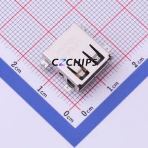 482580001 USB Connector Bent Lead Through Hole Connector Type-A USB 2.0 Female Right Angle Insert - Product Image 1