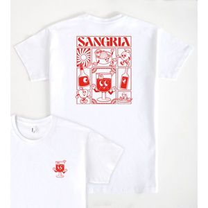 T-shirt bianca Sangria con grafica rossa, abbigliamento promozionale - Product Image 1