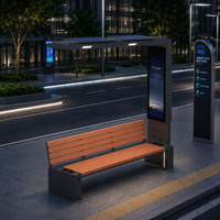 Banc solaire intelligent moderne et écologique pour l'extérieur, mobilier urbain avec point d'accès Wi-Fi et système de recharge sans fil pour l'aménagement urbain