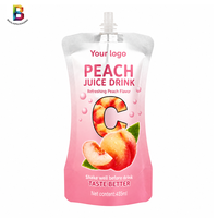 Op maat gedrukte, hoog-barrière flexibele verpakking voor fruitdranken, 250ml 400ml, speciaal gevormde aluminiumfolie sapzak met tuit