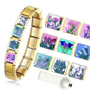 Très populaire de haute qualité plaqué or 18K motif fleur bracelet italien breloque bijoux de bricolage - Product Image 1