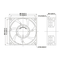 Ventilador Axial DC Sin Escobillas YCCFAN 80x80x25mm 8025 YDH8025C12F 4600rpm 53.26cfm 12v
