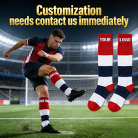 Chaussettes de football à séchage rapide pour hommes et jeunes, lettres personnalisées, mélange de spandex durable, anti-odeur, motif 3D, échantillon gratuit