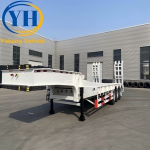 Remorque surbaissée à trois essieux de bonne qualité, 50 tonnes, à <span class=keywords><strong>vendre</strong></span> |   Essieu de marque Fuwa, réputé |   Fournisseur de remorques à plateau semi-remorque à 3 essieux - Product Image 1