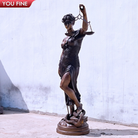 YOUFINE célèbre déesse de coulée grandeur nature classique Bronze bandeau dame Justice avec écailles et statue d'épée