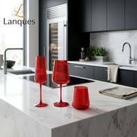Verre à vin Lanques rouge Bourgogne côtelé, nouveau design durable, fabriqué à la machine, à rayures verticales, pour flûtes, whisky et cocktails