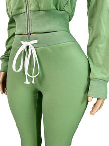 Neuheiten Damen Winter Herbst Reißverschluss Kapuzen-Crop-Jacke und Jogginghose 2-teiliges Set Lässiges Zweiteiler-Set Jogger Damen-Outfit - Product Image 6