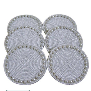 Modern Handmade <b>Beaded</b> <b>Coasters</b> Set Non Slip Heat Resistant Elegant Decorative Table Accessories For Home And Office Use - Product Image 3